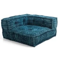 Yara blue elemento angolare rivestimento cotone 100% blu 80x80xh40 cm