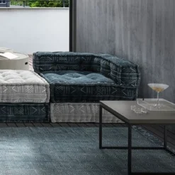 Yara blue elemento angolare rivestimento cotone 100% blu 80x80xh40 cm