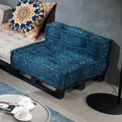 Yara blue elemento centrale rivestimento cotone 100% blu 80x80xh40 cm