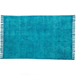 Yara blue tappeto blue programma cotone 100% blu con nappe 195x115 cm