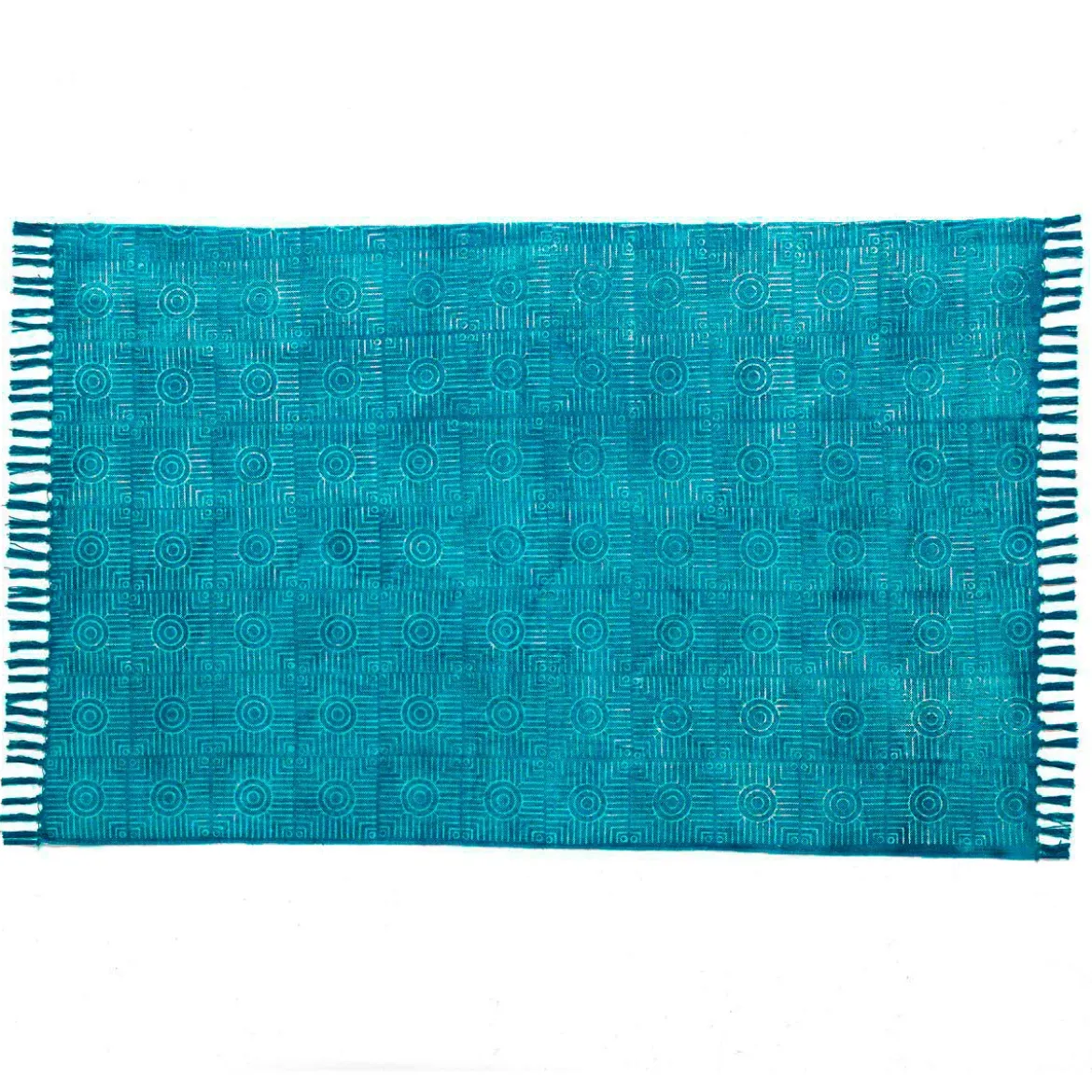 Yara blue tappeto blue programma cotone 100% blu con nappe 195x115 cm