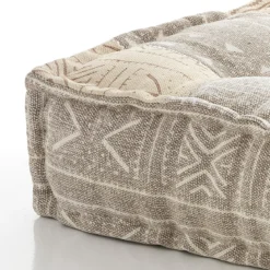 Yara brown /beige pouf quadrato in cotone marrone/beige con imbottitura tessile 80x80x20 cm