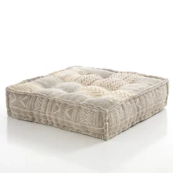 Yara brown /beige pouf quadrato in cotone marrone/beige con imbottitura tessile 80x80x20 cm