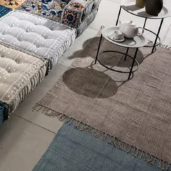 Yara brown tappeto brown programma cotone 100% beige con nappe 195x115 cm