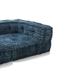 Yara divano 2 posti composizione 08 rivestimento cotone 100% patchwork blu 160x80xh40 cm