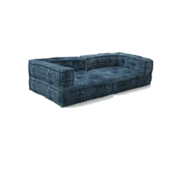 Yara divano 2 posti composizione 08 rivestimento cotone 100% patchwork blu 160x80xh40 cm