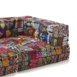 Yara divano 2 posti composizione 15 rivestimento cotone 100% patchwork multicolore 160x80xh40 cm