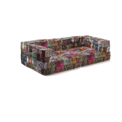 Yara divano 2 posti composizione 15 rivestimento cotone 100% patchwork multicolore 160x80xh40 cm
