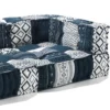 Yara divano 2 posti composizione 20 rivestimento cotone 100% patchwork blu 160x80xh40 cm