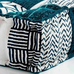 Yara divano 2 posti composizione 20 rivestimento cotone 100% patchwork blu 160x80xh40 cm