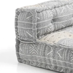 Yara elemento angolare in cotone grigio e beige con imbottitura interna 80x80x40 cm