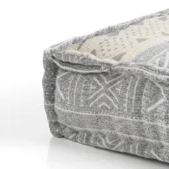 Yara grey/beige pouf quadrato in cotone grigio/beige con imbottitura tessile interna 80x80x20 cm