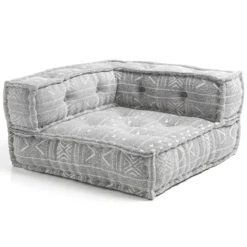 Yara grey elemento angolare in cotone grigio tinta unita con imbottitura tessile 80x80x40 cm