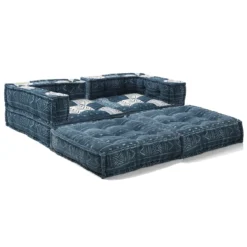 Yara high divano 2 posti composizione 05 rivestimento cotone 100% blu e bianco 160x80xh60 cm