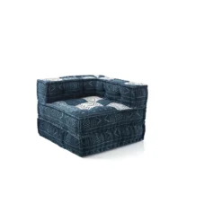 Yara high poltrona / chaise longue composizione 33 rivestimento cotone 100% patchwork blu 80x80xh60 cm