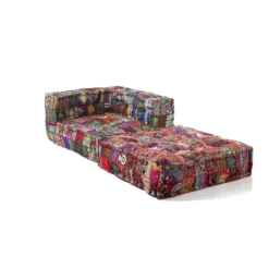 Yara high poltrona / chaise longue composizione 34 rivestimento cotone 100% patchwork multicolore 80x80xh60 cm