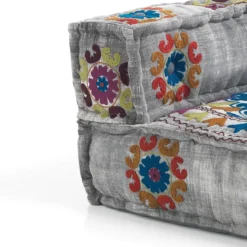 Yara light grey elemento angolare in cotone light grey con decorazioni cucite a mano 80x80x40 cm