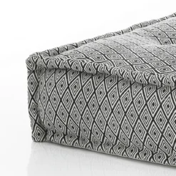 Yara optical pouf quadrato rivestimento cotone bianco dimensioni l80 p80 h20 cm (h35 con bancale)