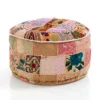 Yara patch beige pouf rotondo cotone 100% tecnica patchwork made in india d50 h30 cm