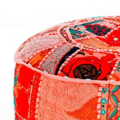 Yara patch small pouf rotondo cotone 100% decorazione tecnica patchwork made in india d40 h20 cm
