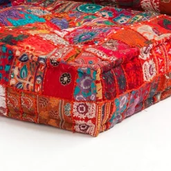 Yara red pach elemento angolare rivestimento cotone 100% patchwork rosso 80x80xh40 cm