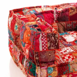 Yara red patch poltrona rivestimento cotone 100% patchwork rosso 80x80xh40 cm