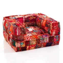 Yara red patch poltrona rivestimento cotone 100% patchwork rosso 80x80xh40 cm