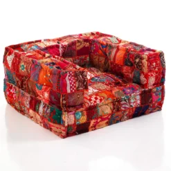 Yara red patch poltrona rivestimento cotone 100% patchwork rosso 80x80xh40 cm