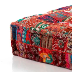 Yara red patch pouf quadrato rivestimento cotone 100% l.80 x p.80 x h.20 cm