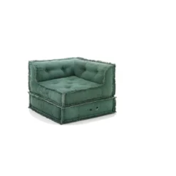 Yara waffle green poltrona chaise longue rivestimento cotone nido d'ape verde dimensioni l80 p80 h60 cm