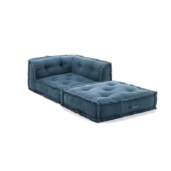 Yara waffle green poltrona chaise longue rivestimento cotone nido d'ape verde dimensioni l80 p80 h60 cm