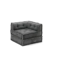 Yara waffle green poltrona chaise longue rivestimento cotone nido d'ape verde dimensioni l80 p80 h60 cm