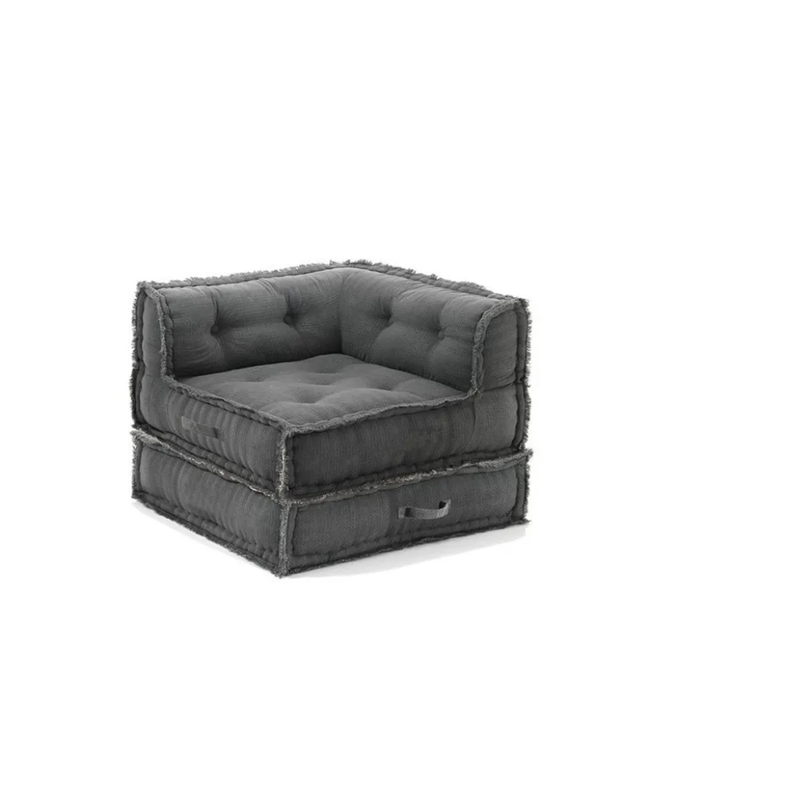 Yara waffle green poltrona chaise longue rivestimento cotone nido d'ape verde dimensioni l80 p80 h60 cm