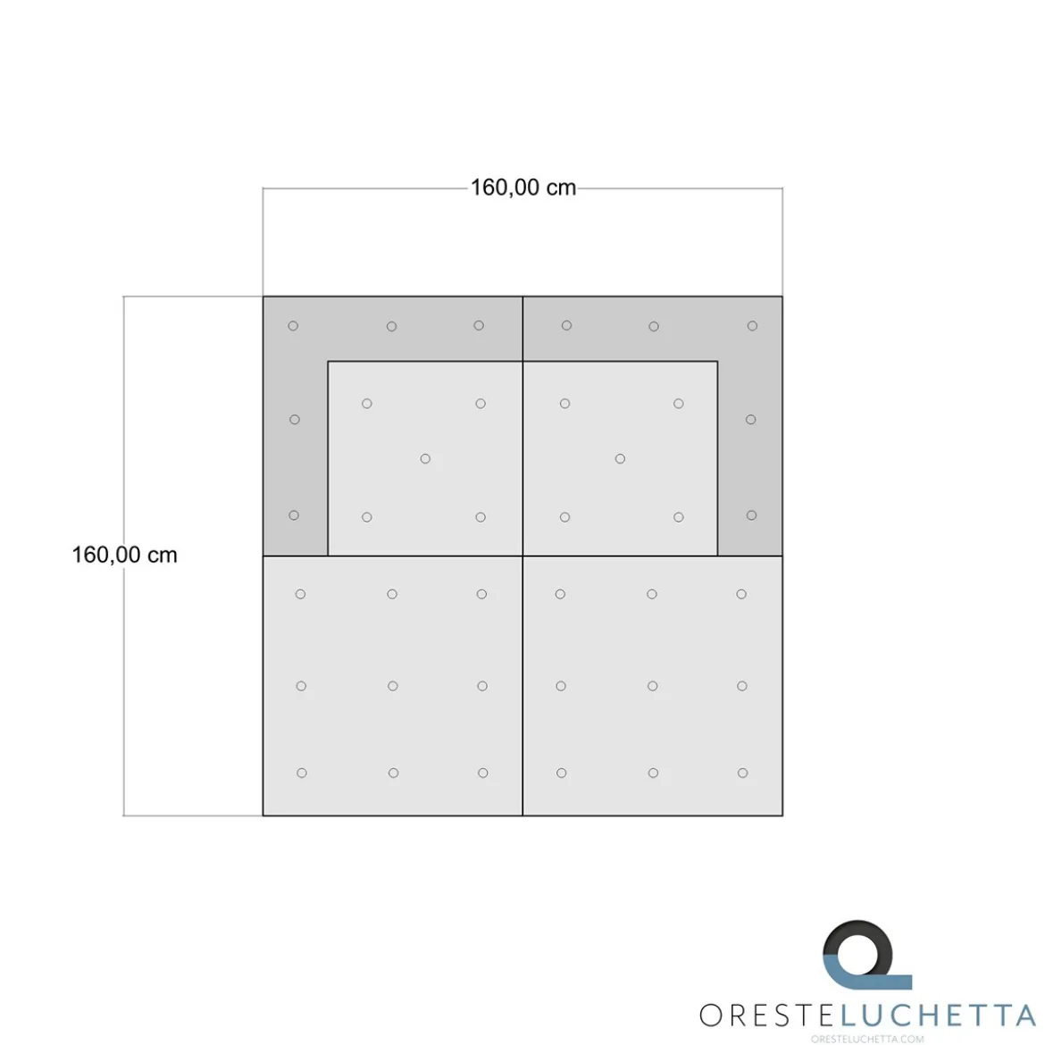 Yara waffle grey divano 2 posti rivestimento cotone nido d'ape grigio dimensioni l160 p80 h60 cm