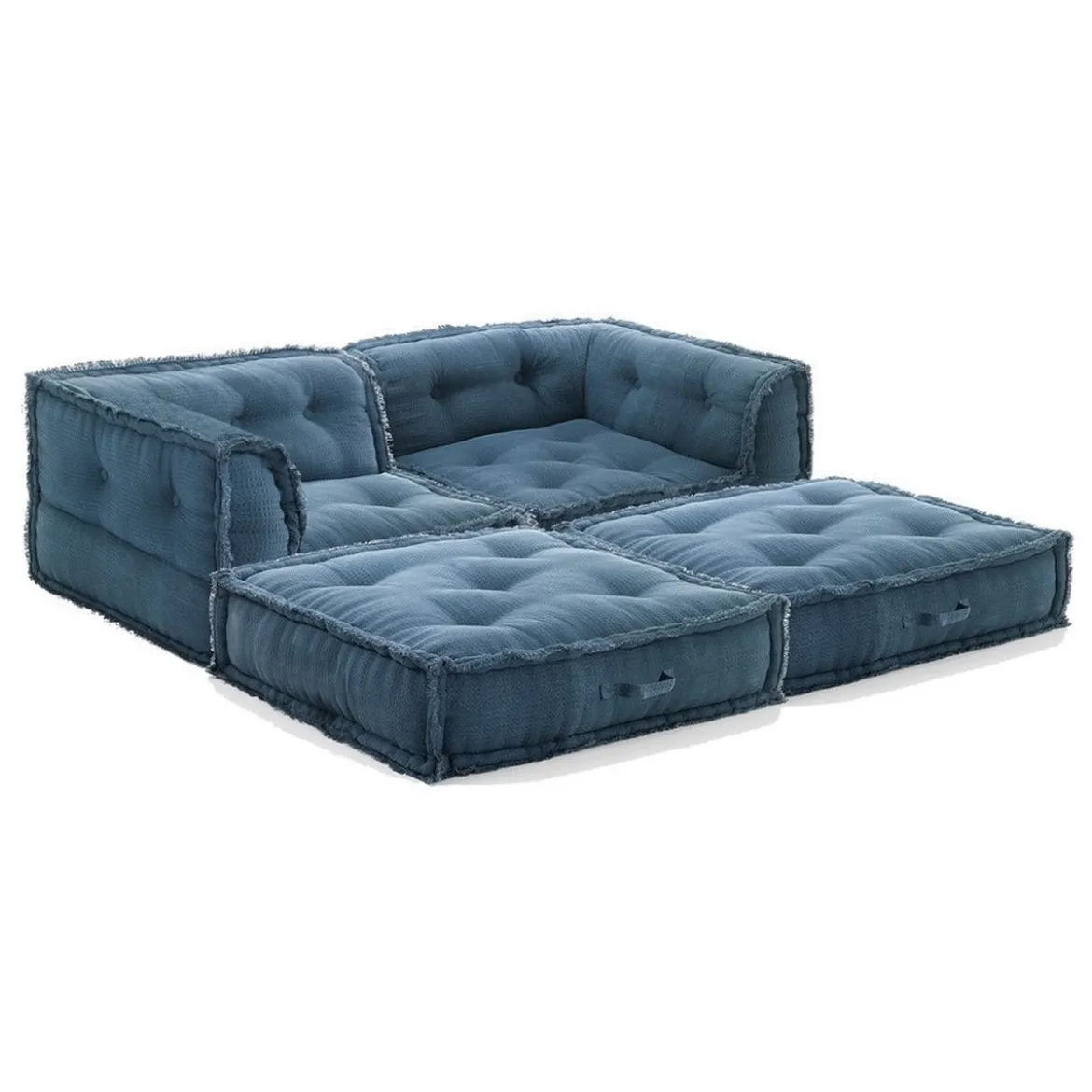 Yara waffle grey divano 2 posti rivestimento cotone nido d'ape grigio dimensioni l160 p80 h60 cm