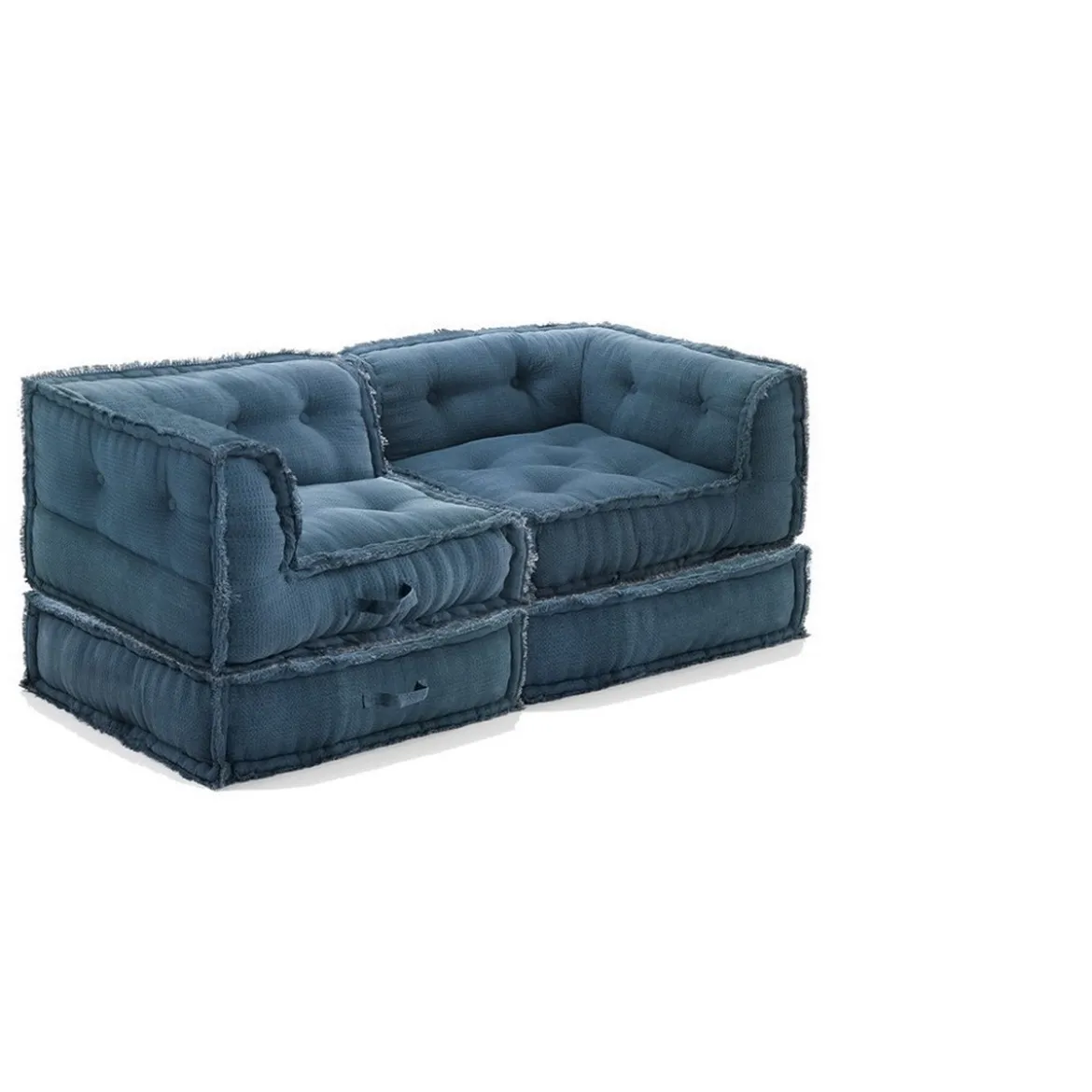Yara waffle grey divano 2 posti rivestimento cotone nido d'ape grigio dimensioni l160 p80 h60 cm