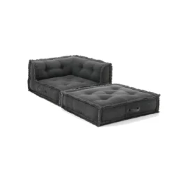 Yara waffle grey poltrona chaise longue rivestimento cotone nido d'ape grigio dimensioni l80 p80 h60 cm