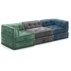Yara waffle multicolor divano 3 posti rivestimento cotone nido d'ape multicolore dimensioni l240 p80 h60 cm