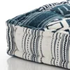 Yara white blue cuscino piccolo in cotone bianco e blu con maniglia laterale 50x50x12 cm