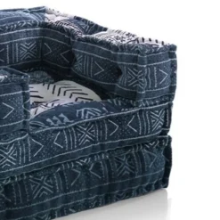 Yara white/blue patch poltrona/chaise longue composizione 44 rivestimento cotone 100% patchwork blu e bianco 80x80xh60 cm