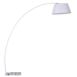 Yet lampada da terra in metallo avorio con base in marmo bianco e paralume in stoffa bianca 160x50 h205 cm
