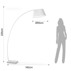 Yet lampada da terra in metallo avorio con base in marmo bianco e paralume in stoffa bianca 160x50 h205 cm
