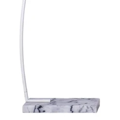 Yet lampada da terra in metallo avorio con base in marmo bianco e paralume in stoffa bianca 160x50 h205 cm